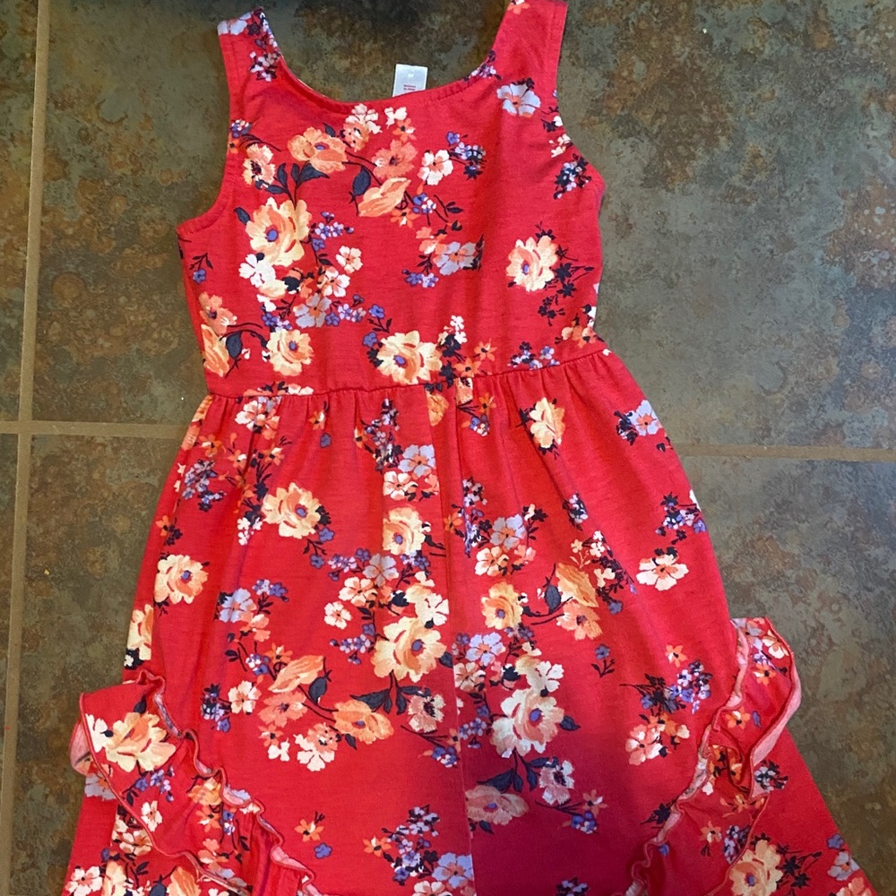 Floral summer tank sleeveless ruffle dress